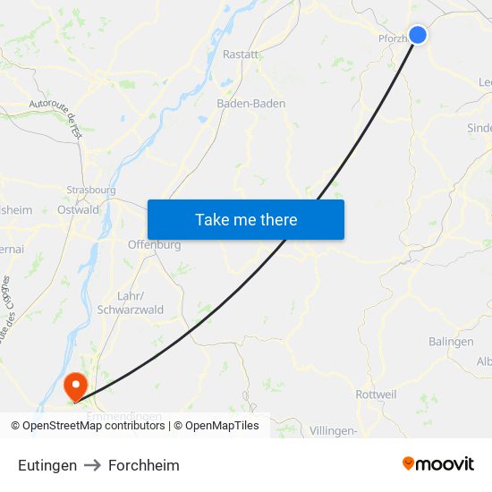 Eutingen to Forchheim map