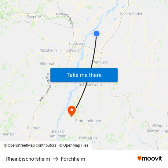 Rheinbischofsheim to Forchheim map