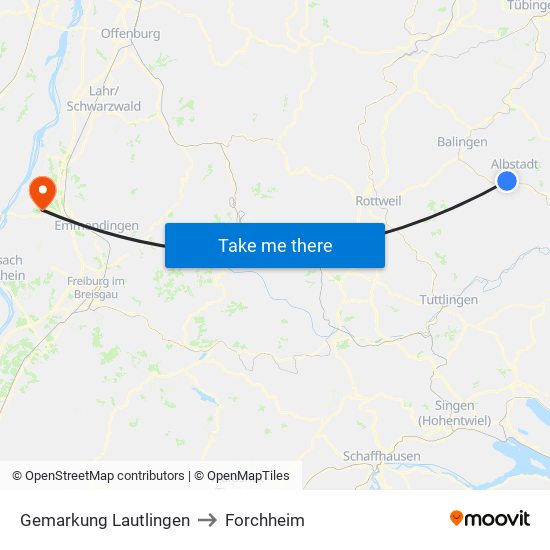 Gemarkung Lautlingen to Forchheim map