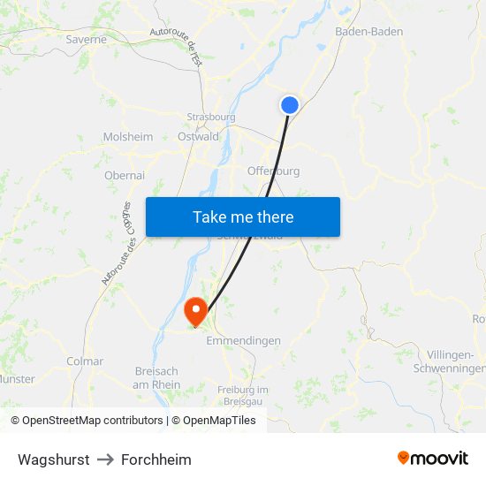 Wagshurst to Forchheim map