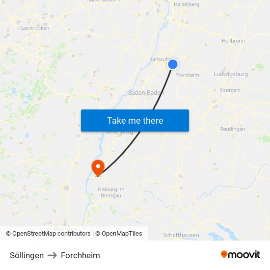 Söllingen to Forchheim map