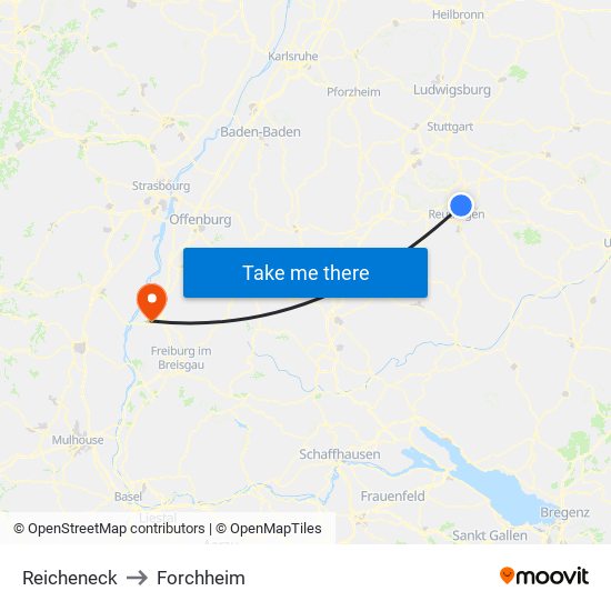 Reicheneck to Forchheim map