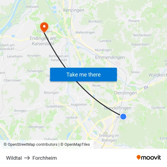 Wildtal to Forchheim map