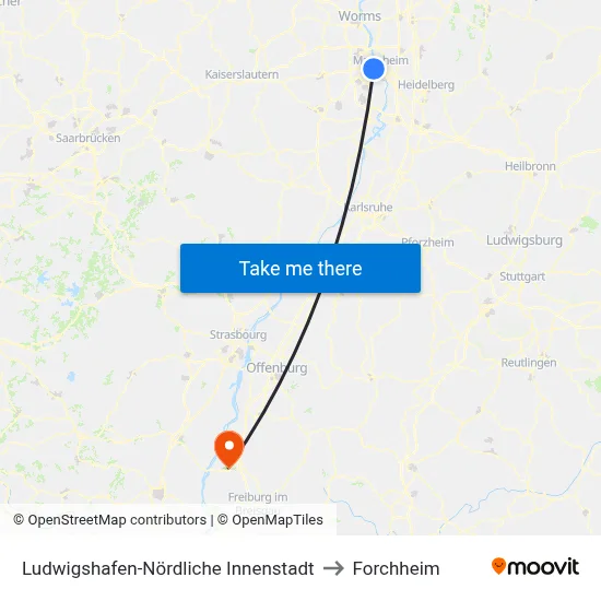 Ludwigshafen-Nördliche Innenstadt to Forchheim map