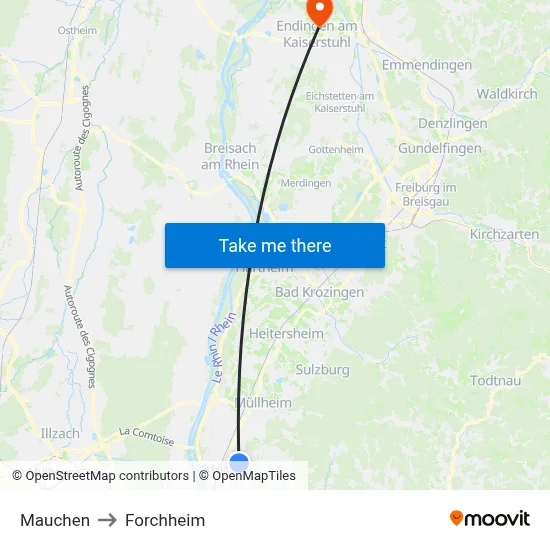 Mauchen to Forchheim map