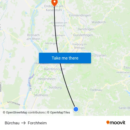 Bürchau to Forchheim map