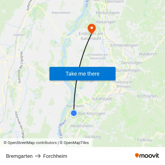Bremgarten to Forchheim map
