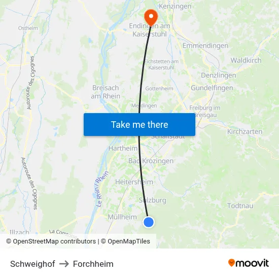 Schweighof to Forchheim map