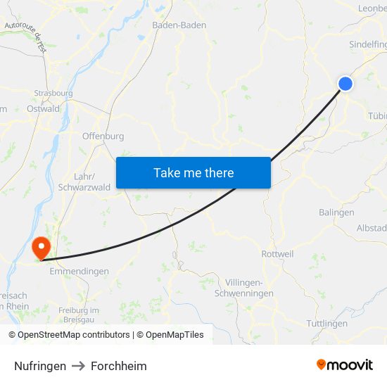 Nufringen to Forchheim map