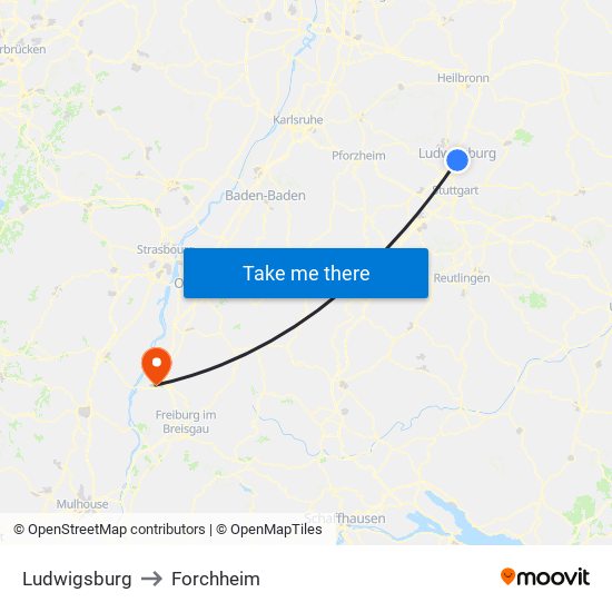 Ludwigsburg to Forchheim map