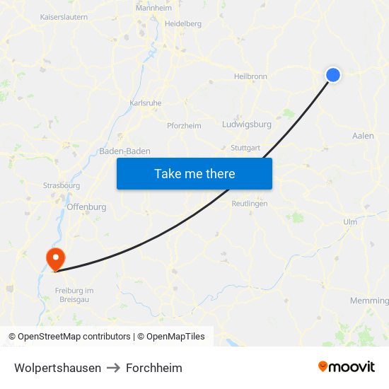 Wolpertshausen to Forchheim map