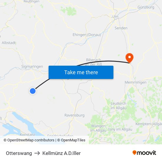 Otterswang to Kellmünz A.D.Iller map