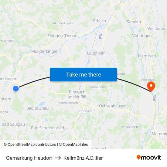 Gemarkung Heudorf to Kellmünz A.D.Iller map