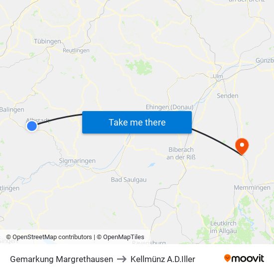 Gemarkung Margrethausen to Kellmünz A.D.Iller map