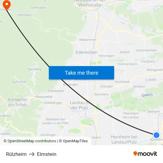 Rülzheim to Elmstein map