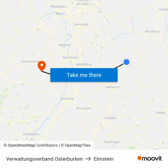 Verwaltungsverband Osterburken to Elmstein map