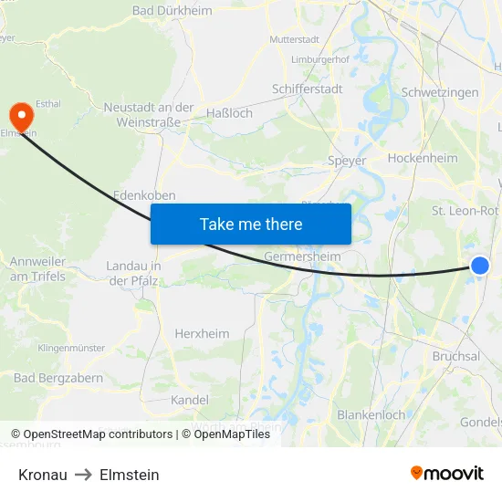 Kronau to Elmstein map
