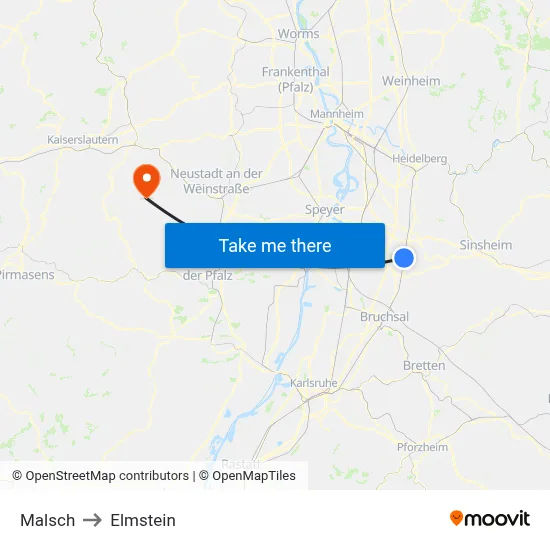 Malsch to Elmstein map