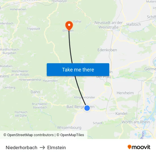 Niederhorbach to Elmstein map