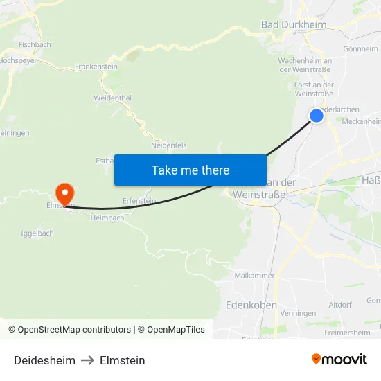 Deidesheim to Elmstein map