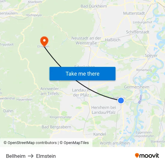 Bellheim to Elmstein map