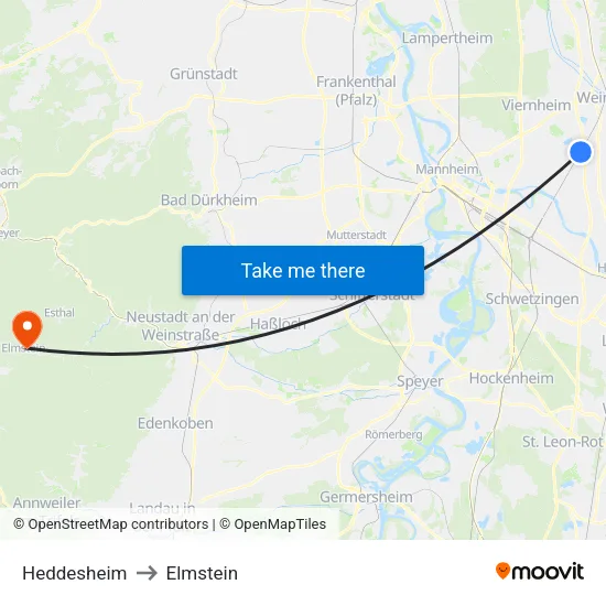 Heddesheim to Elmstein map