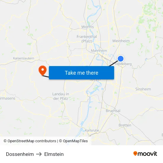 Dossenheim to Elmstein map