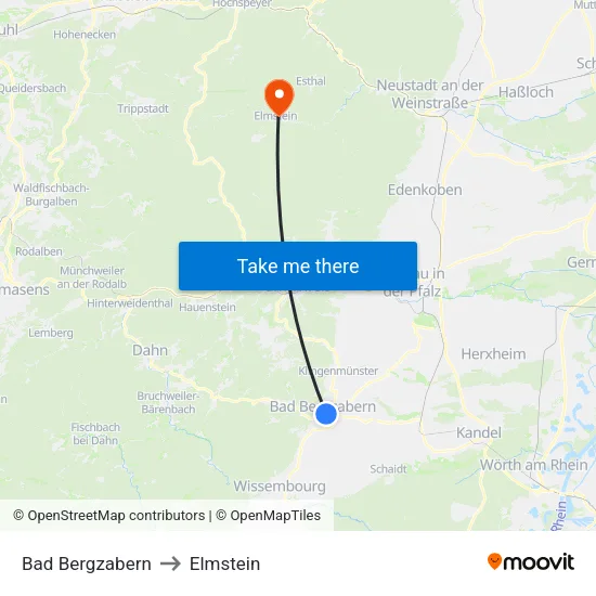 Bad Bergzabern to Elmstein map