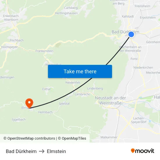 Bad Dürkheim to Elmstein map