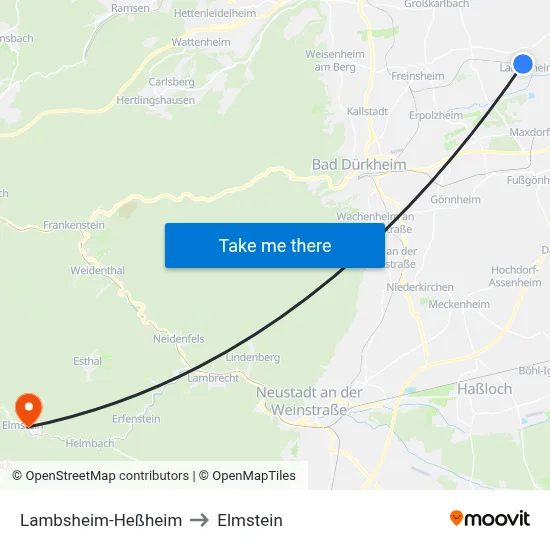 Lambsheim-Heßheim to Elmstein map