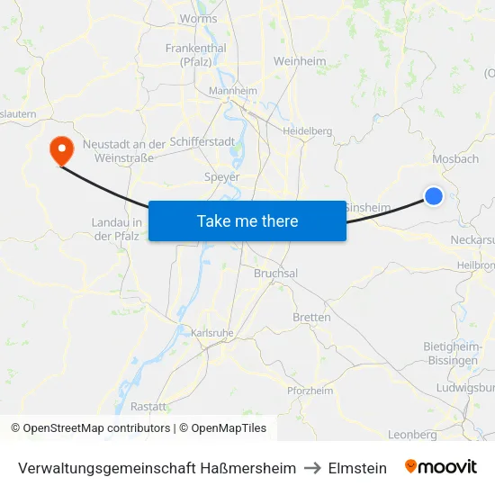 Verwaltungsgemeinschaft Haßmersheim to Elmstein map
