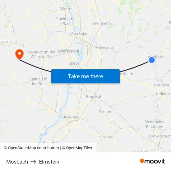 Mosbach to Elmstein map