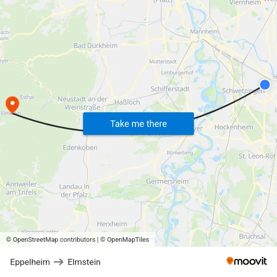Eppelheim to Elmstein map