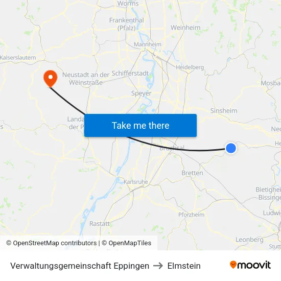 Verwaltungsgemeinschaft Eppingen to Elmstein map