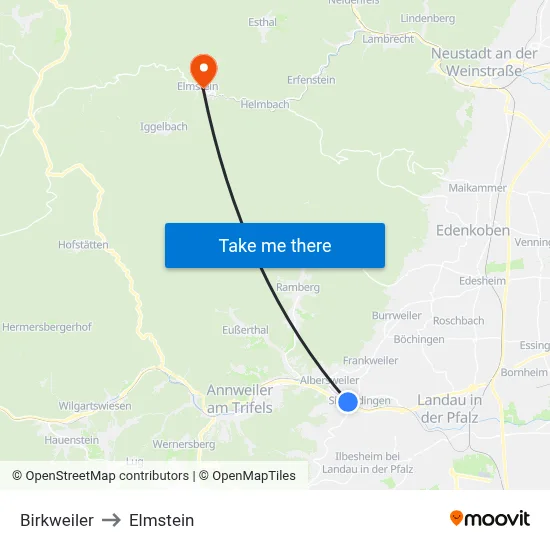 Birkweiler to Elmstein map