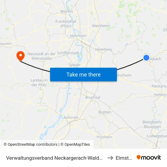 Verwaltungsverband Neckargerach-Waldbrunn to Elmstein map