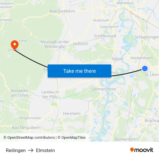 Reilingen to Elmstein map