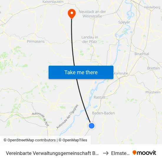 Vereinbarte Verwaltungsgemeinschaft Bühl to Elmstein map