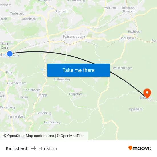 Kindsbach to Elmstein map