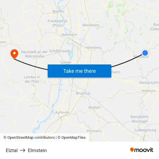 Elztal to Elmstein map