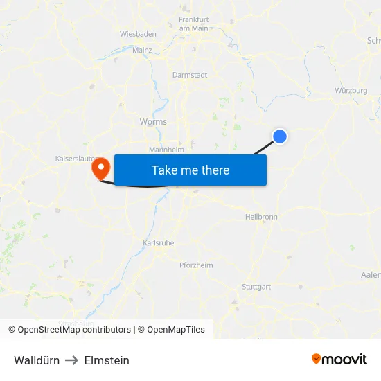 Walldürn to Elmstein map