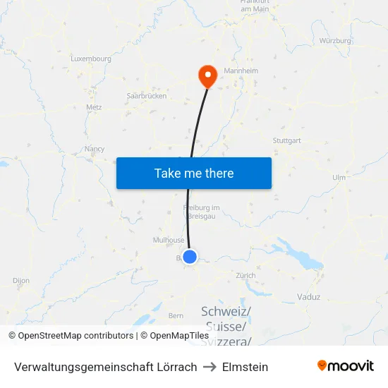 Verwaltungsgemeinschaft Lörrach to Elmstein map