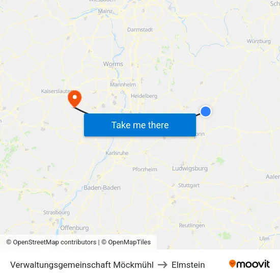 Verwaltungsgemeinschaft Möckmühl to Elmstein map