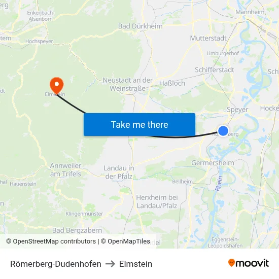 Römerberg-Dudenhofen to Elmstein map