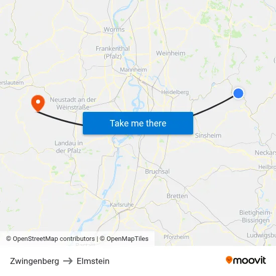 Zwingenberg to Elmstein map