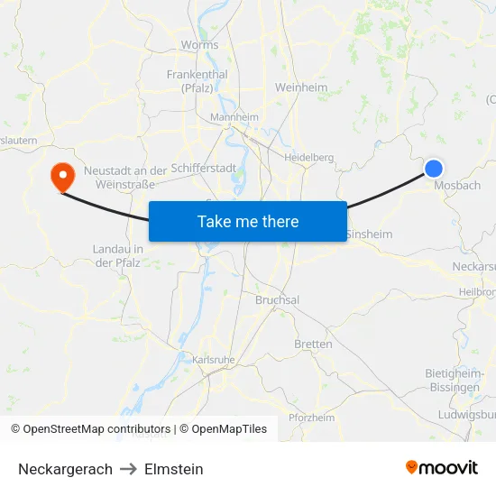 Neckargerach to Elmstein map