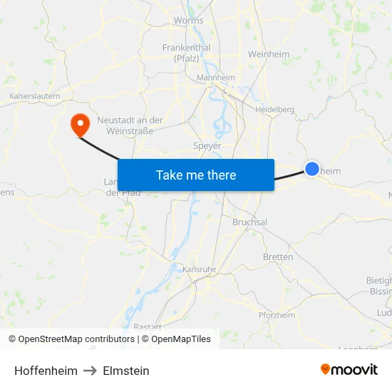 Hoffenheim to Elmstein map