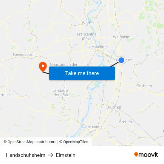 Handschuhsheim to Elmstein map