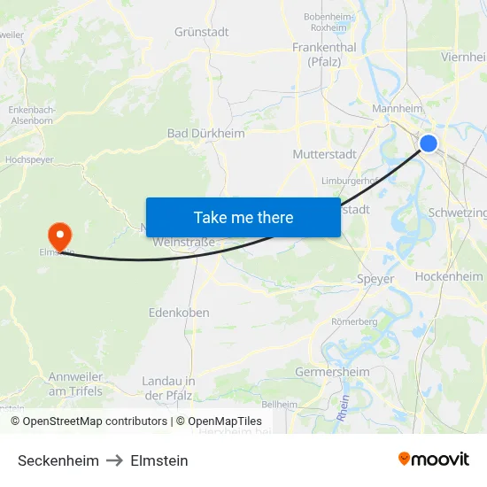 Seckenheim to Elmstein map