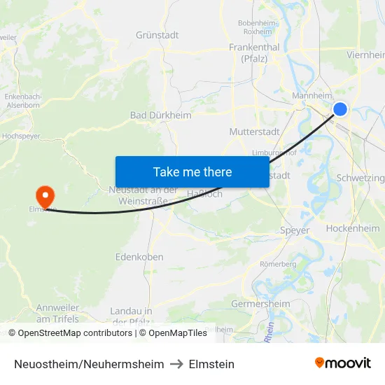 Neuostheim/Neuhermsheim to Elmstein map